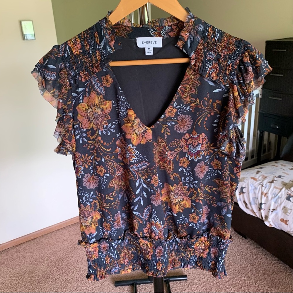 Evereve Tinslee Floral Blouse Top Size Medium